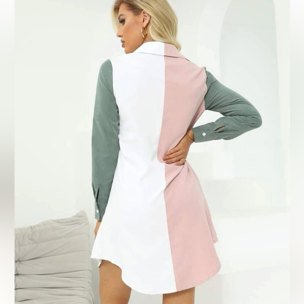 Color-block Buttoned Dress - Picture 2 of 3